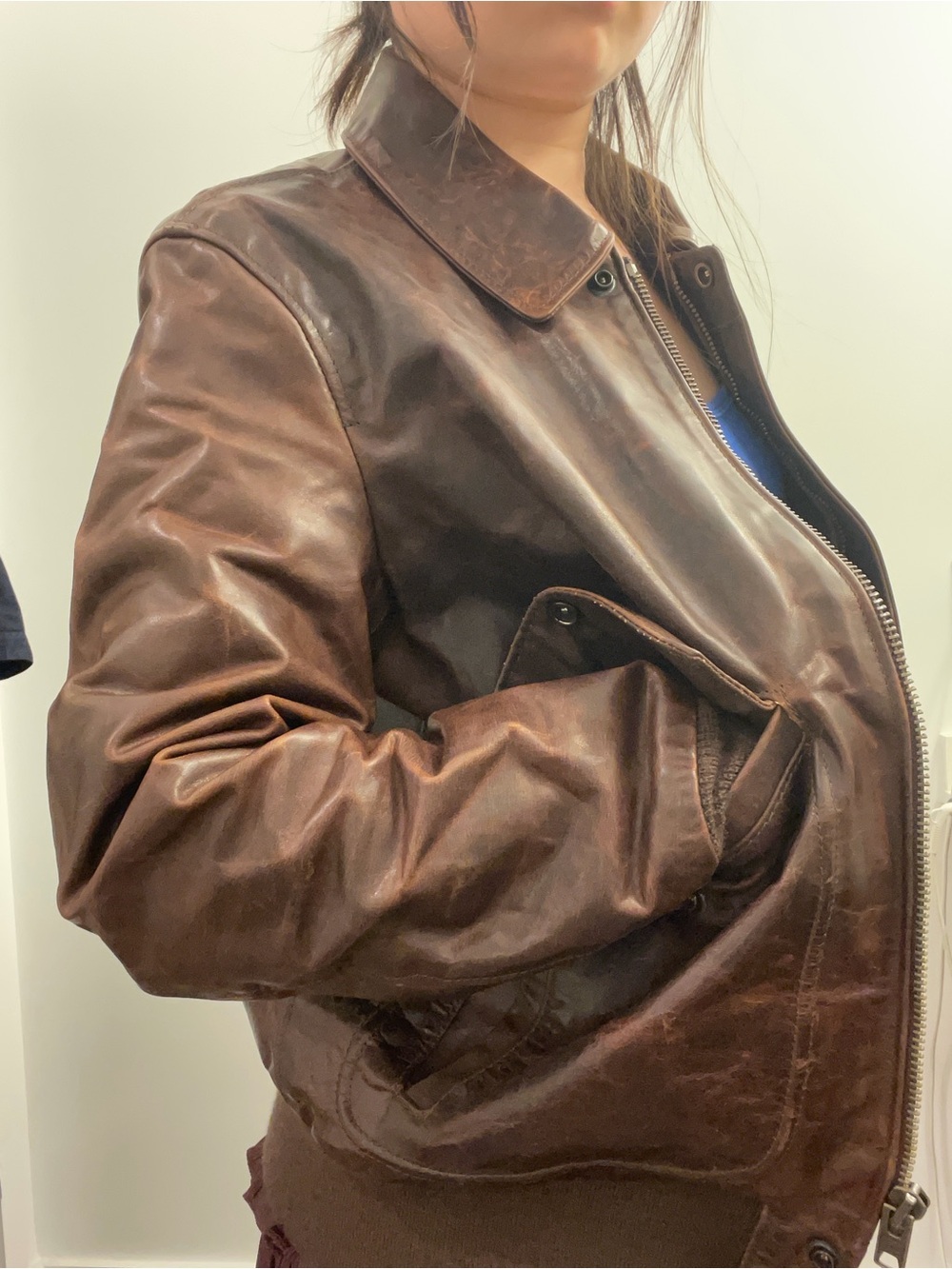 Schott Bros Vintage-Style Brown Leather Bomber Jacket